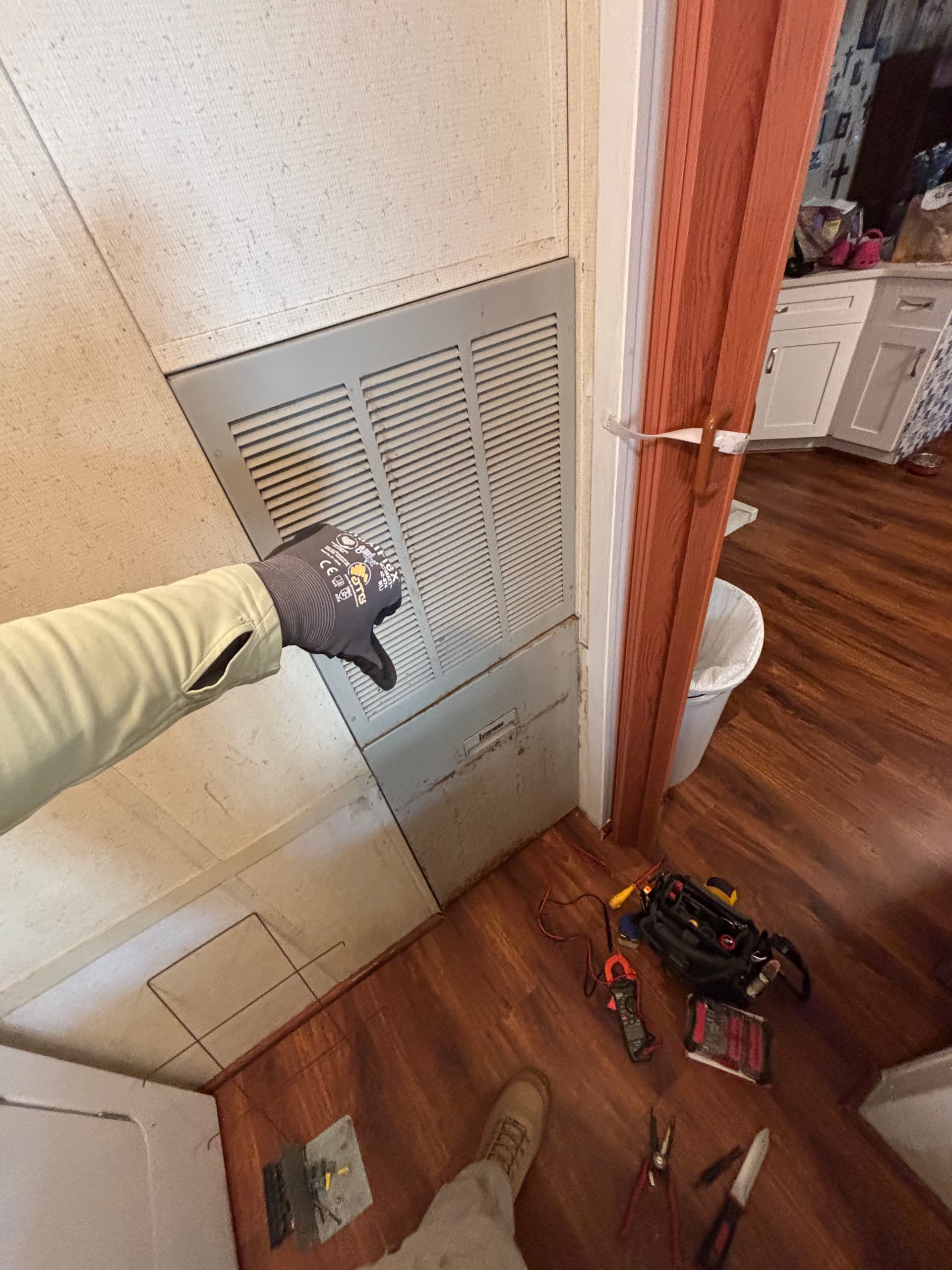 Old Electric Wall Heater Removed and Ductwork Sealed Right image
