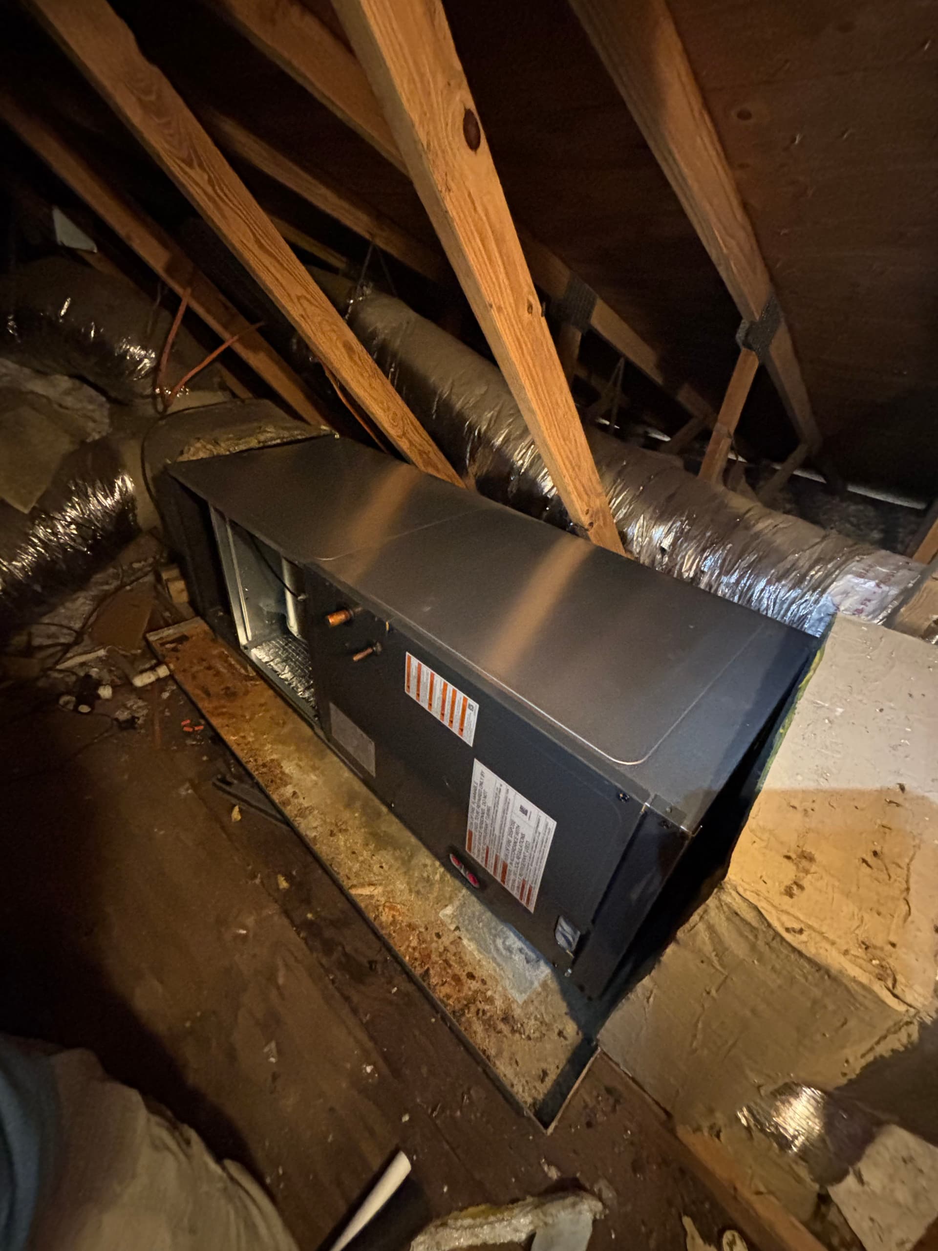 Gallery photos for Full Air Handler Install in a Tight, Sweltering Attic: Image #3