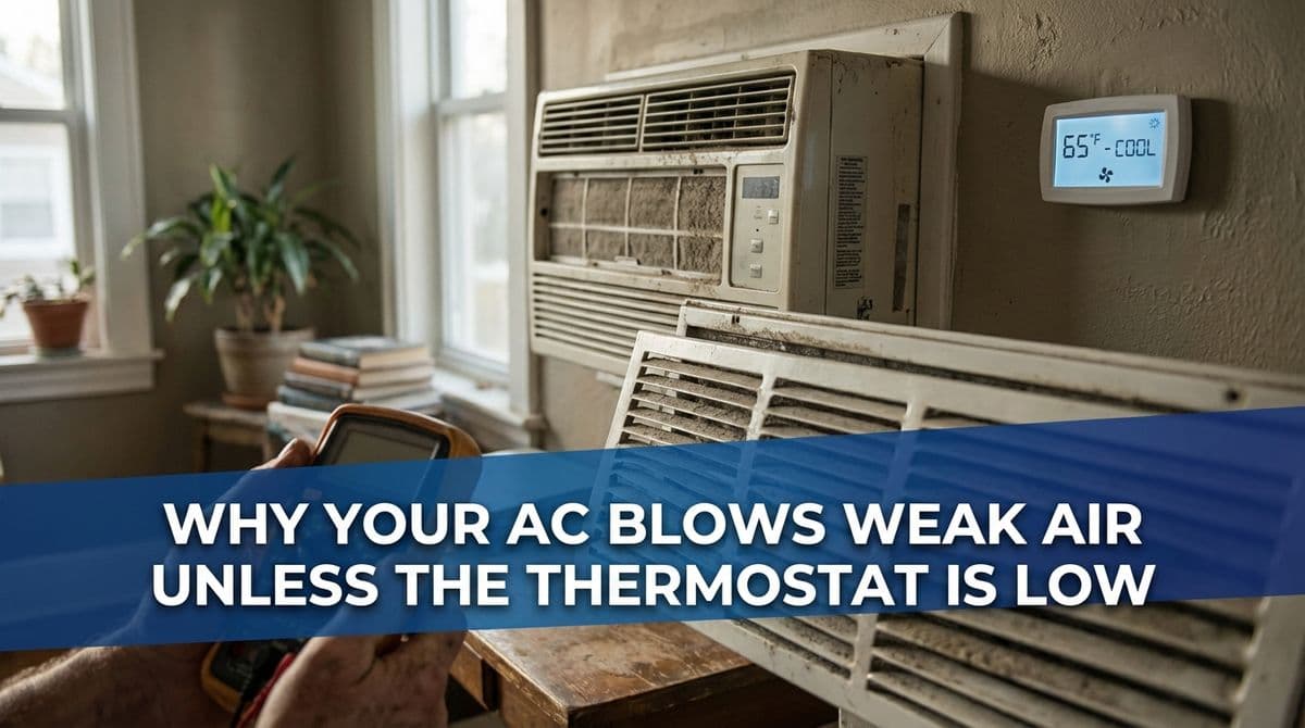 Blog post Why Your AC Blows Weak Air Unless The Thermostat Is Low image