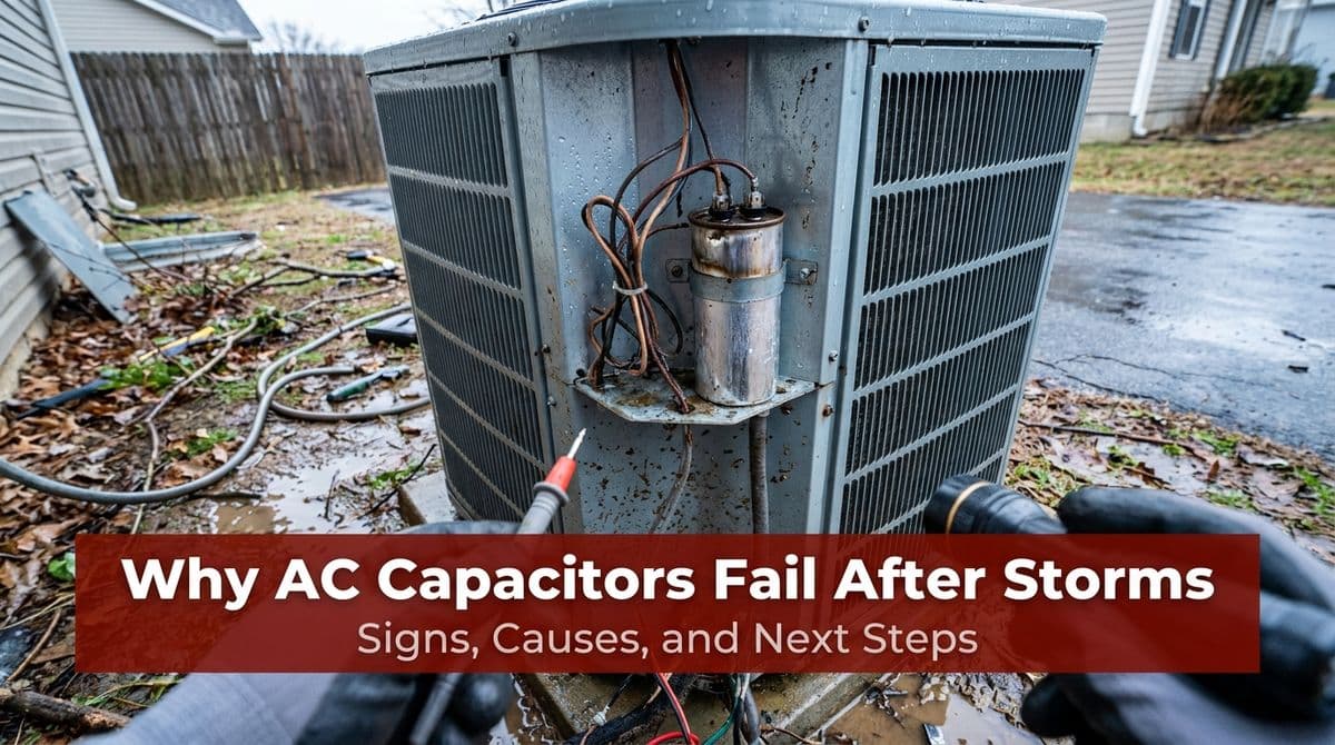 Blog post Why AC Capacitors Fail After Storms (And What To Do Next) image